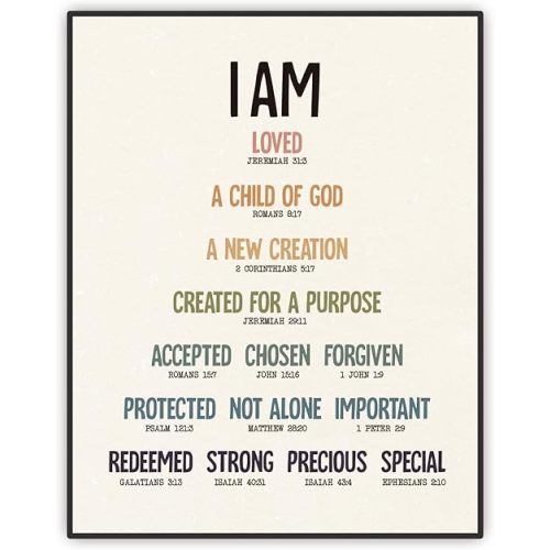 Nursery Room Decor - Scripture Poster of Affirmations for Kids - 11x14 Inch