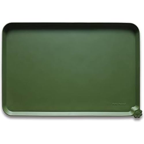Hoki Found Silicone Pet Food Mats Tray -High-Lips Pet Dog Cat Bowl Mats Placemat - Dog Pet Cat Feeding Mat - Waterproof Dog Cat Food Mats -Pet Water Mats for Carpet - Dark olive