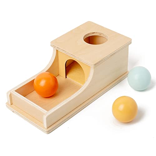 Busy edition Montessori Toys Object Permanence Box Soft Sound Wooden Color Baby Ball Drop Play for 6 Month 1 2 3 Year Old Toddlers Infant Early Age Toy