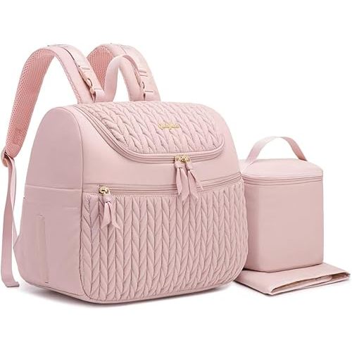 Breast Pump Bag for Spectra S1/S2 & Medela – Insulated Cooler Bag, 13" Laptop Sleeve, Diaper Backpack with Changing Pad – Lightweight, Water-resistant & Stylish for Work, Travel, Pink