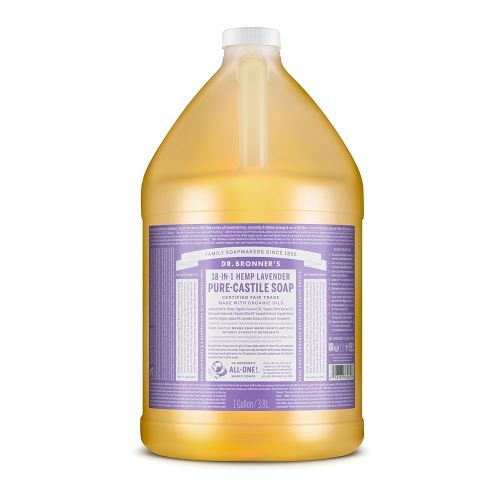Dr. Bronner's - Pure-Castile Liquid Soap (Lavender, 1 Gallon) - Made with Organic Oils, 18-in-1 Uses: Face, Body, Hair, Laundry, Pets and Dishes, Concentrated, Vegan, Non-GMO
