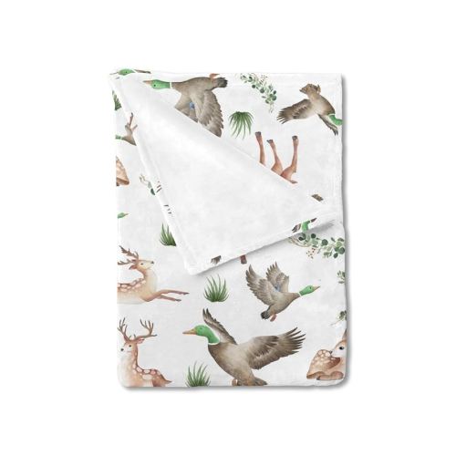 Baby Hunting Animals Blanket for Girls & Boys Wild Animals Swaddle Blankets Hunting Deer Duck Leaves Baby Toddler Newborn Nursery Bed Blanket Crib Soft Warm Receiving Blankets 30x40inch