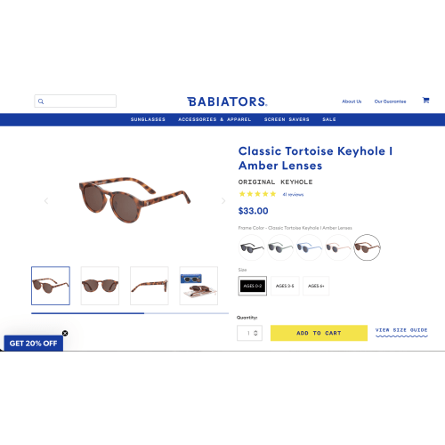 Classic Tortoise Keyhole I Amber Lenses – Babiators Sunglasses