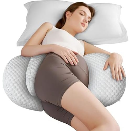 Pregnancy Pillow for Sleeping Memory Foam, Soft Maternity Pillow for Pregnant Women, Cooling Pregnancy Pillow, Pregnancy Wedge Pillow Support for Back, Belly, Cooling Pillow for Side Sleeper, Grey