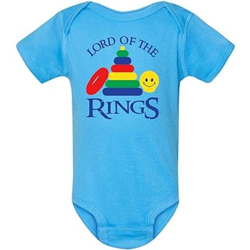 Gina Lou Printed - Lord Of The Rings - Aqua Color Rompers for Baby Boys - Crewneck, Short Sleeve Bodysuits