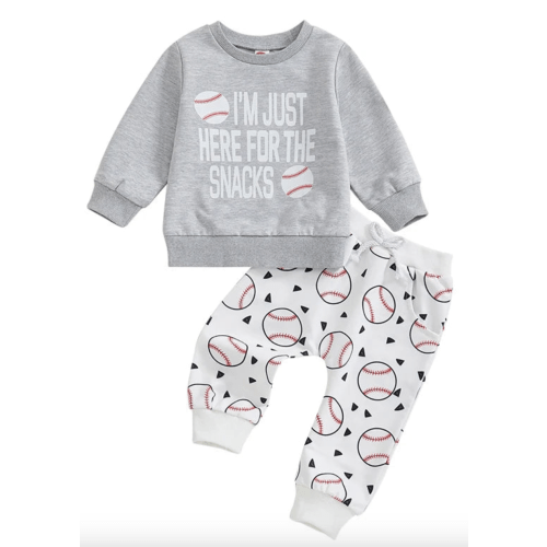 HERE FOR THE SNACKS Baseball Outfit - Hazel & Bo