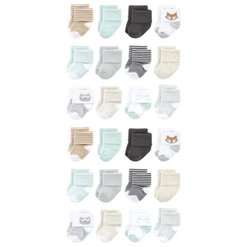 Luvable Friends Cotton Rich Baby Terry Socks 24-pack, Owl, 6-12 Months