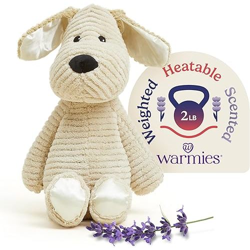 warmies Microwavable & Weighted Stuffed Animals, Puppy - Heated Stuffed Animal Plushie for Warmth & Comfort - Cute Soft Plush Toys for Adults & Children (Boys, Girls, Babies & Toddlers)