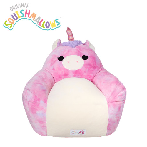 Squishmallows Official Lola Bean Bag Chair - 30 in Wide Kids Squishy Soft Chair, Purple