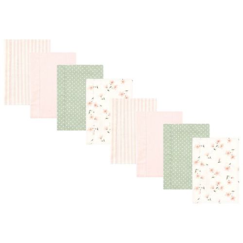 Hudson Baby Girls Cotton Poly Flannel Burp Cloths 8-pack, Pink Dainty Floral, One Size