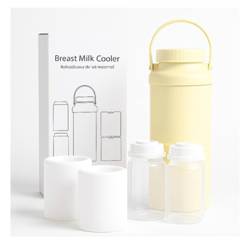 Portable Breast Milk Cooler Bottle – 22oz Large Capacity, 360° Cooling Keeps Milk Fresh for 24+ Hours, Travel Breastmilk Chiller with 2 Baby Bottles, Essential for Outdoor Breastfeeding Moms