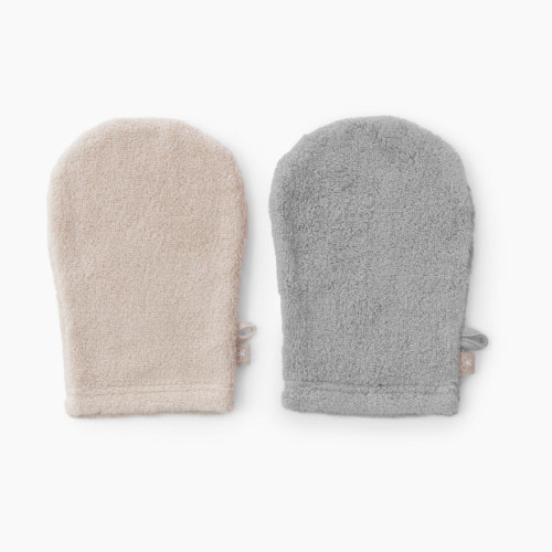 Cotton Terry Washcloth Mitts (2 pack) - Oat + Pebble