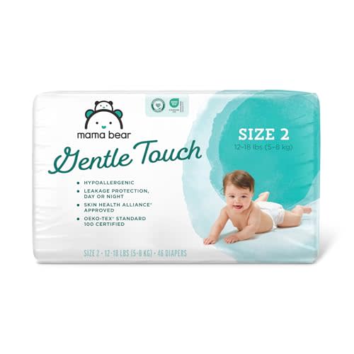 Amazon Brand - Mama Bear Gentle Touch Diapers, Hypoallergenic, Size 2, 46 Count, White