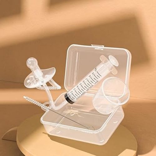 PandaEar Baby Medicine Dispenser Kit (4PCS) - Oral Syringe, Pacifier Medicine Feeder, Measuring Cup & Cleaning Brush | Silicone Baby Medicine Dropper for Newborns, Infants & Toddlers