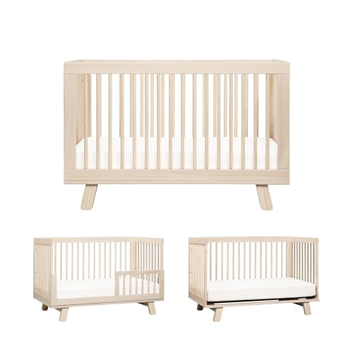 Babyletto Hudson 3-in-1 Convertible Baby Crib - GREENGUARD Gold Certified - Convertible Crib to Toddler Bed and Daybed - Baby Bed with 4 Adjustable Heights - Wooden Crib - Washed Natural