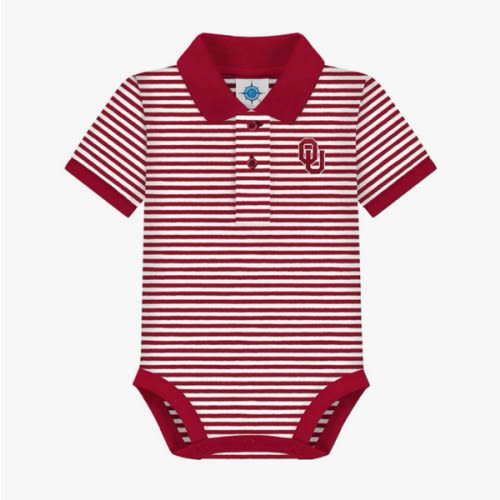 Creative Knitwear College Baby Striped Polo Bodysuit - Team Logo, Multiple Colors, for Boys & Girls (0-12 Months)