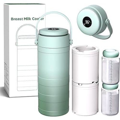Portable Breast Milk Cooler with Temp Display, 20oz Breast Milk Cooler Travel Bag, 360° All-Round Breastfeeding Essentials Keeps Milk Fresh for 24 Hours, for Mom and Dad