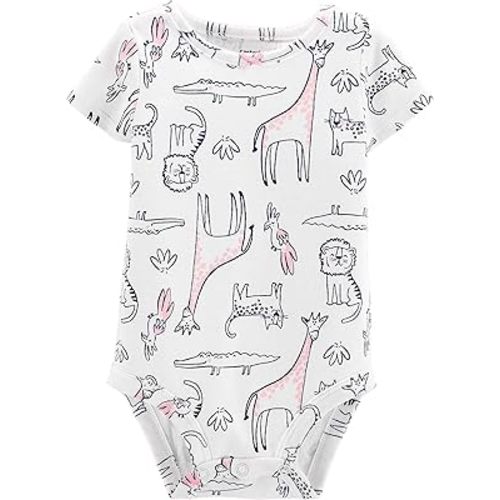 Carter's Baby Girls Animal Print Bodysuit 3 Month White/Blue/Pink