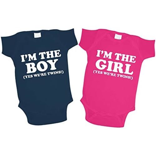 I'm The Boy I'm The Girl Yes We're Twins Matching Baby Boy and Girl Twin Sets
