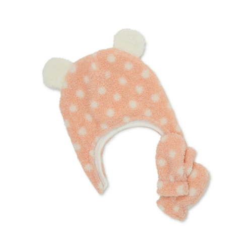 Wonder Nation Toddler Girls Faux Sherpa Hat and Mitten Set, 2-Piece
