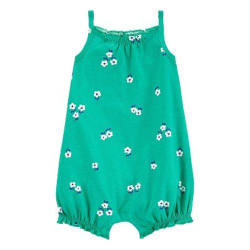 Baby Girl Carter's Green Floral Cotton Romper