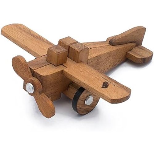 Lindbergh's Spirit: Wooden 3D Airplane Brain Teaser Toy STEM Logic Game Unique Desk Décor & Stocking Filler