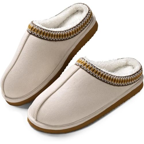 Homitem House Bedroom Slippers for Women Platform Shoes Indoor and Outdoor with Fuzzy Lining Hard Sole Memory Foam Slip on