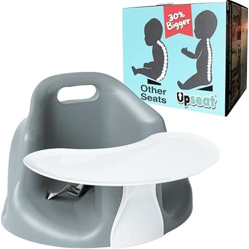 Upseat Big Ergonomic Baby Floor & Booster Seat with Tray, 30% Bigger for Extra Comfort Around Tummy & Thighs
