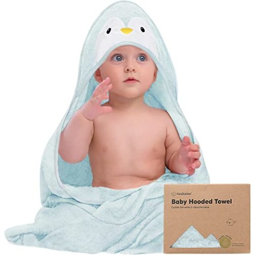 KeaBabies Baby Hooded Towel - Bamboo Baby Towel Organic Bamboo Towel - Infant Towels - Large Bamboo Hooded Towel - Baby Bath Towel with Hood for Girls, Babies, Newborn Boys, Toddler (Penguin)