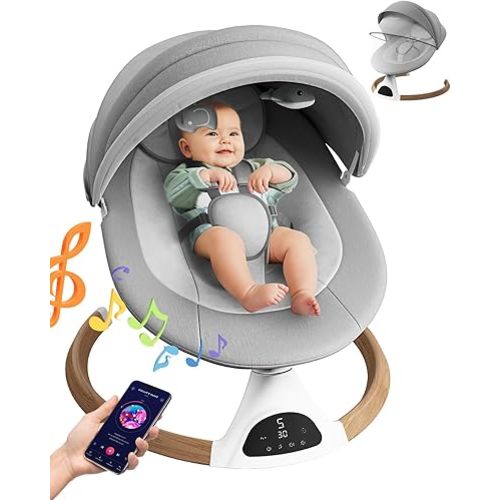 Baby Swings for Infants, FasonBaby Bluetooth Infant Swing with 5 Sway Speeds, 10 Music and Remote Control - Portable Baby Swing for Indoor and Outdoor