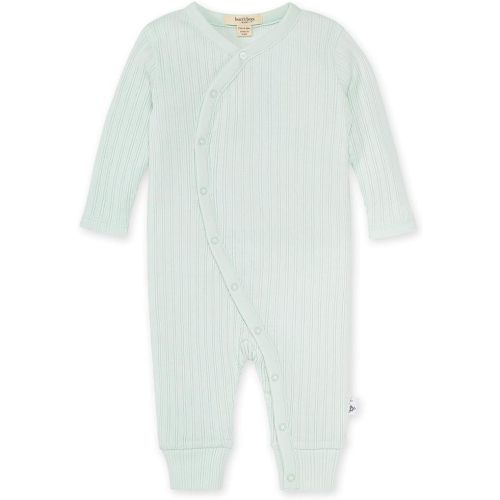 Burt's Bees Baby baby-boys Romper Jumpsuit, 100% Organic Cotton One-piece Short Sleeve Shortall, Long Sleeve Coverall - 0-3 Months - Hint of Mint