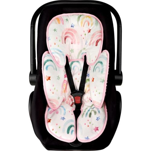 Infant Car Seat Insert, 2-in-1 Baby Car Seat Head Support for Newborn Girls Boys, Soft Baby Neck Support and Body Cushion for Car Seat, Stroller, Bouncer (RainbowStar)