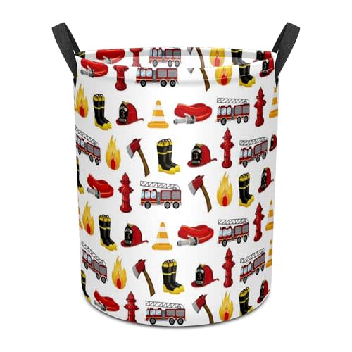 Fire Fighter Truck Baby Laundry Hamper,Laundry Basket,Waterproof Storage Bin for Bedroom,Clothes Organizer Basket,Toys Box,Room Decor