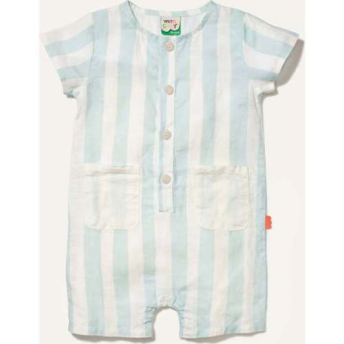 Linen Cabana Stripe Pocket Baby Romper - Mon Coeur | Maisonette