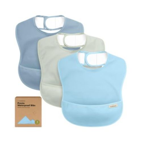 3-Pack Waterproof Baby Bibs for Eating, Lightweight, Mess Proof Toddler Bibs with Food Catcher