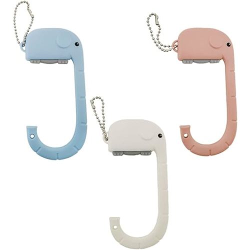 Desk Hook Purse for Table, Portable Shopping Bag Holder Hooks 3 PCS Cute Creative Elephant Shaped Under Shelf Used to Hang Handbags School Bags Backpack Decorate, White，blue，pink
