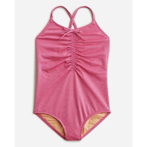 Girls' ruched shimmer one-piece swimsuit, Rose Silver Shimmer - size 3