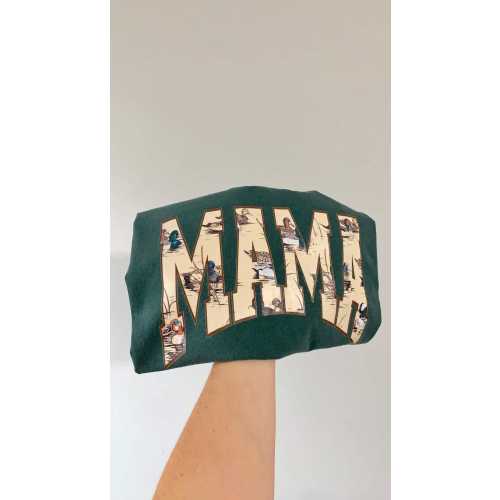 Mama, Mallard duck, vintage waterfowl, green, hunting, duck mama, t-shirt