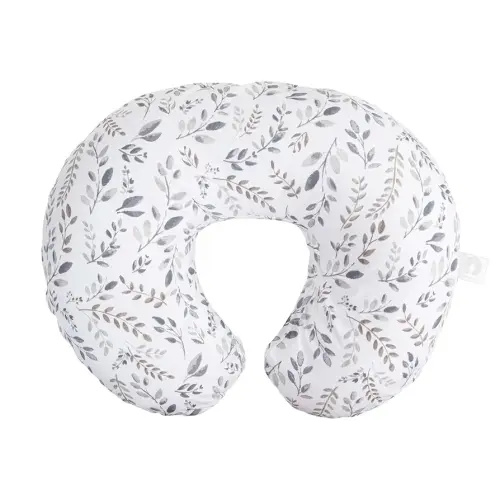 Boppy Original Nursing Pillow, Gray Taupe Leaves, Ergonomic Nursing Essentials for Bottle and Breastfeeding, Firm Fiber Fill, with Removable Pillow Cover, Machine Washable
