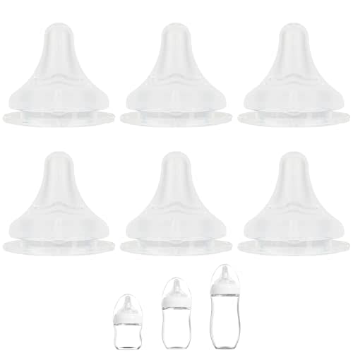 Silicone Nipple for Gulicola Natural Glass Bottle, Slow Flow Nipple Level 1, 1 m+, 6 Count