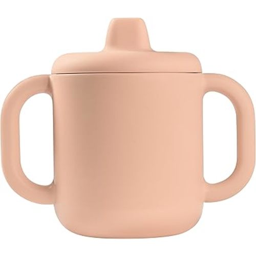 BEABA Silicone Training Cup, Soft Unbreakable Baby Sippy Cup, Silicone Sippy Cup for Baby and Toddler with Leakproof Lid, 5.5 oz (Rose)