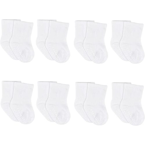 Gerber Baby 8-Pack Wiggle-Proof Jersey Crew Socks - 0-6 Months - White