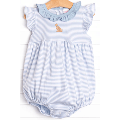 Playtime Pal Pima Embroidered Bubble, Light Blue Stripe