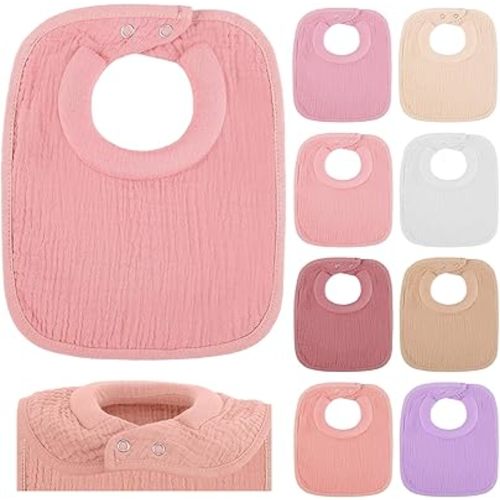 Twistover Newborn Bibs Neck Padded Baby Feeding Muslin Cotton Burlap with Padded Absorbent Collar for Drooling Teething