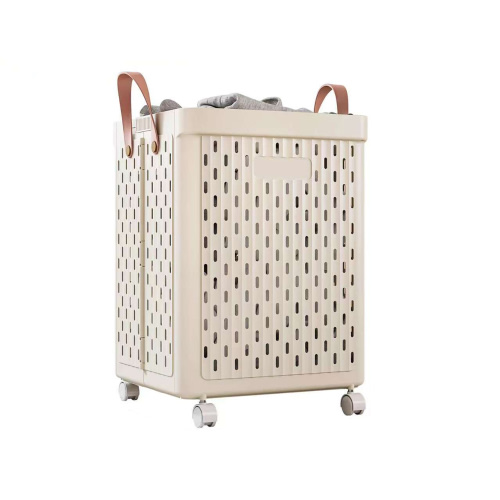 SEESPRING 10 Gallon Laundry Basket with Wheels Foldable Rolling Slim Laundry Basket,Plastic Dirty Clothes Laundry Hamper