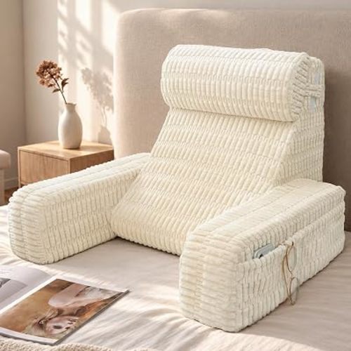 Reading Pillow for Bed Sitting Up with Large Pockets,Modern Style