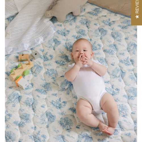 Spring Toile Blue Quilted Playmat