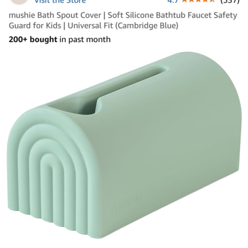 mushie Bath Spout Cover | Soft Silicone Bathtub Faucet Safety Guard for Kids | Universal Fit (Cambridge Blue)