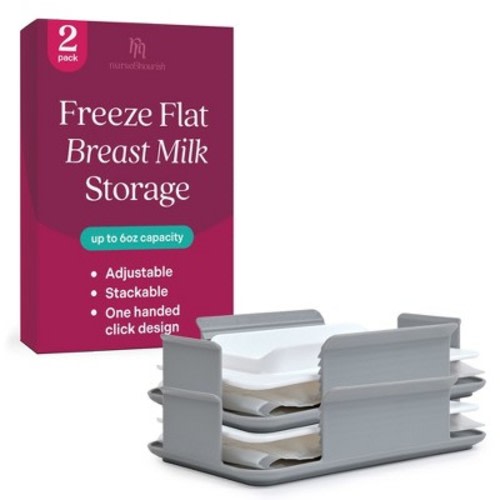 [2 Pack] Freeze Flat BreastMilk Storage - Easy-to-Use Container - Storage Organizer