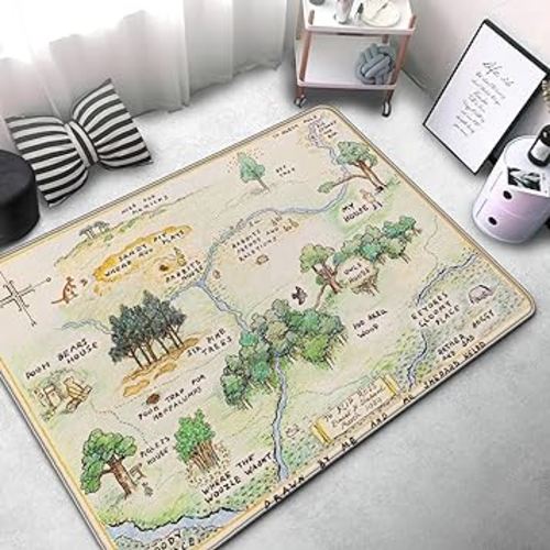 100 Acre Wood Map The Jungle Rug Carpet Area Rugs Shag Rug Modern Fluffy Living Room Outdoor for Girls Kids Baby Room Nursery Home Decor S 3x5 4x6 Area Rug (Small (3x5 feet))